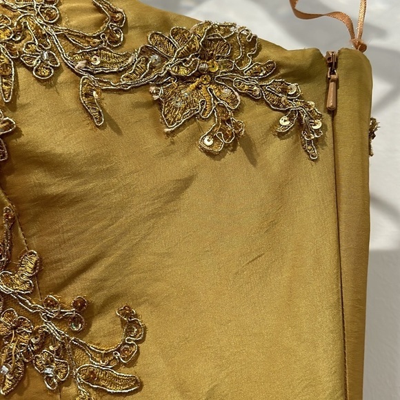 Vintage Paris collection sweetheart gold strapless mermaid tulle gown small - Picture 4 of 10